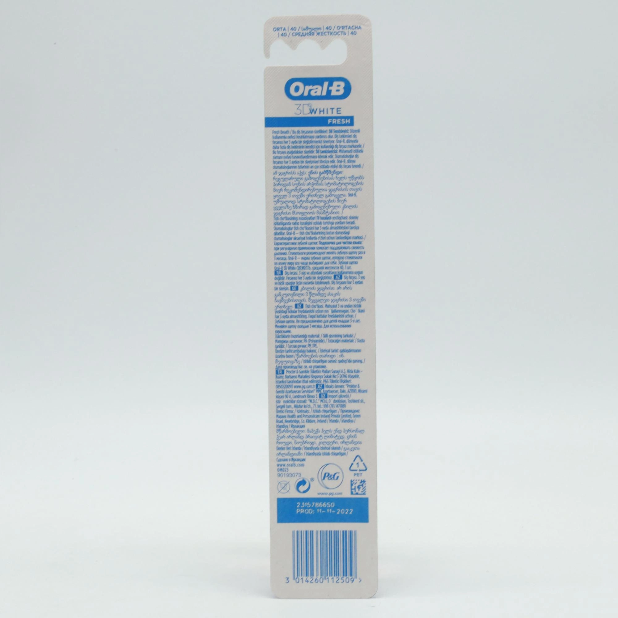 Oral-B Зубной Шотка 3D Wҳите Фреш М 1шт Kottalar uchun zubnoy cho'tkalar Турция