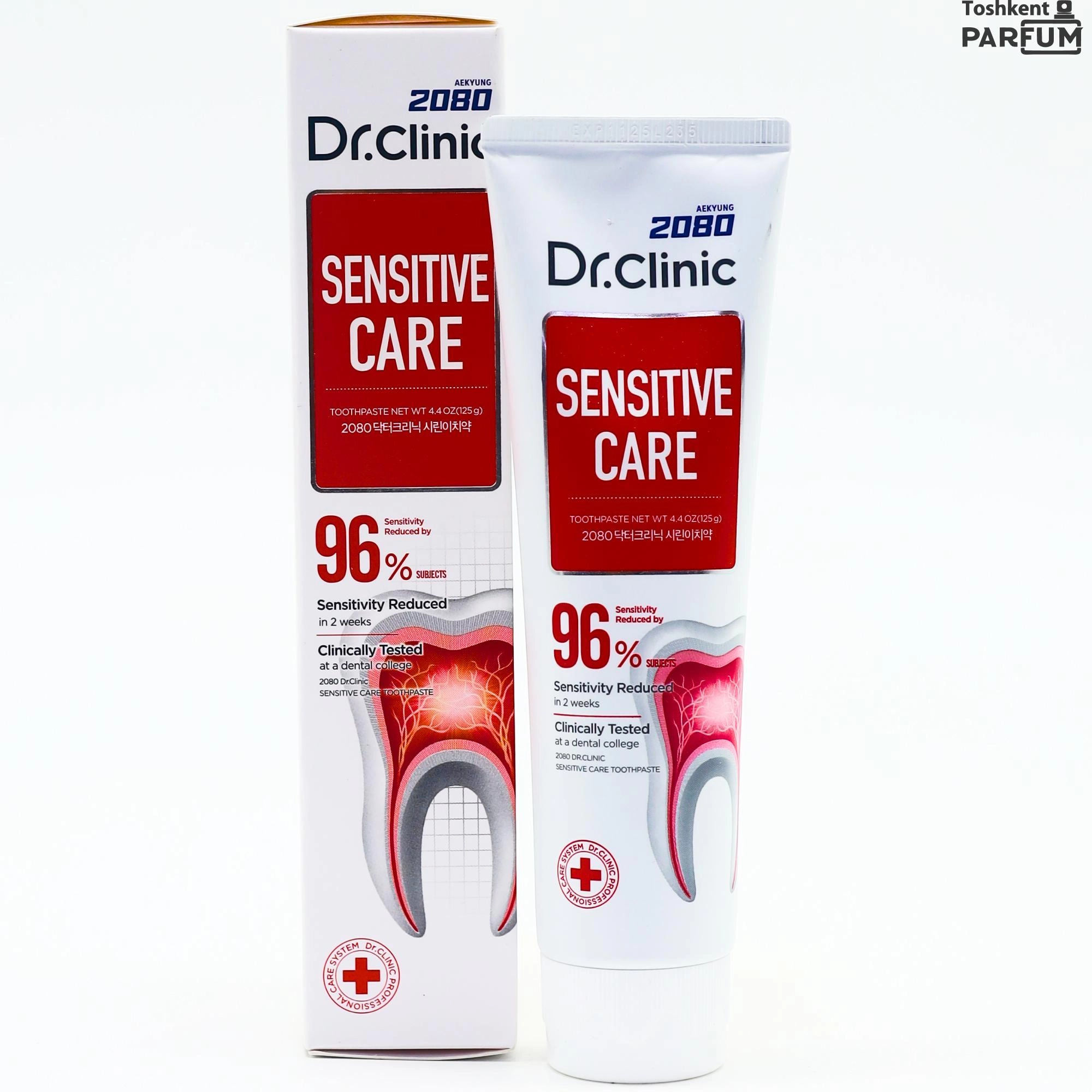 2080 Dr.Clinic Sensitive Care Зубная паста 125мл Kottalar uchun zubnoy cho'tkalar Южная Корея