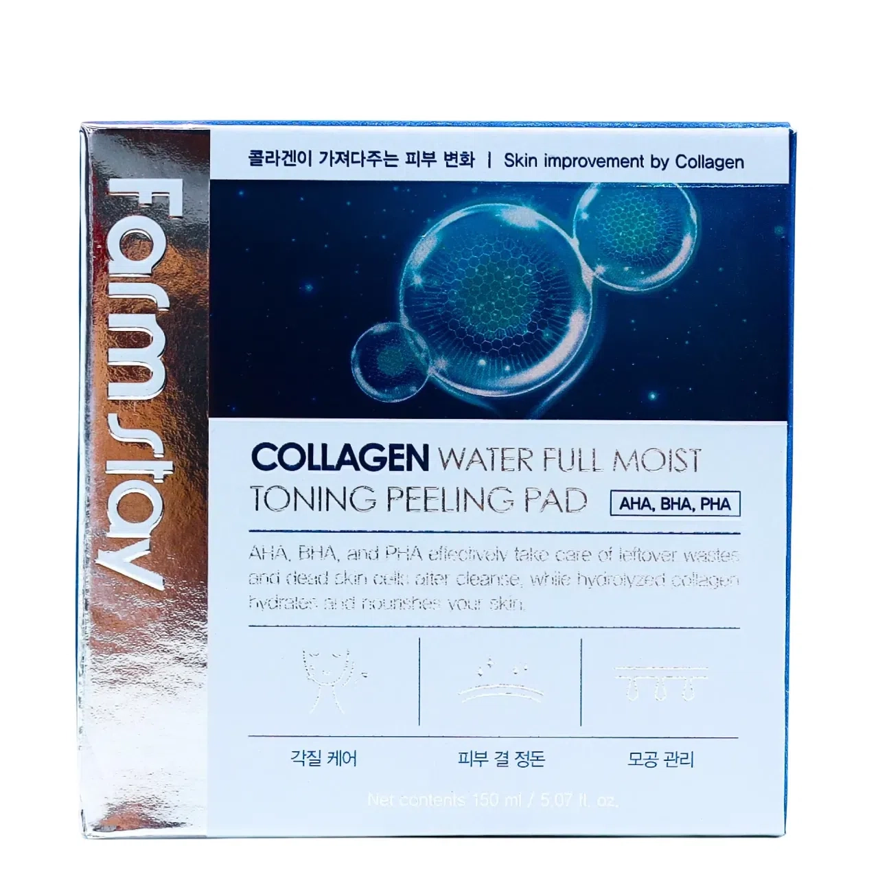Farm Stay Collagen Water Full Moist Tonning Peeling Pad 150мл Korea penka va pilinglar Южная Корея