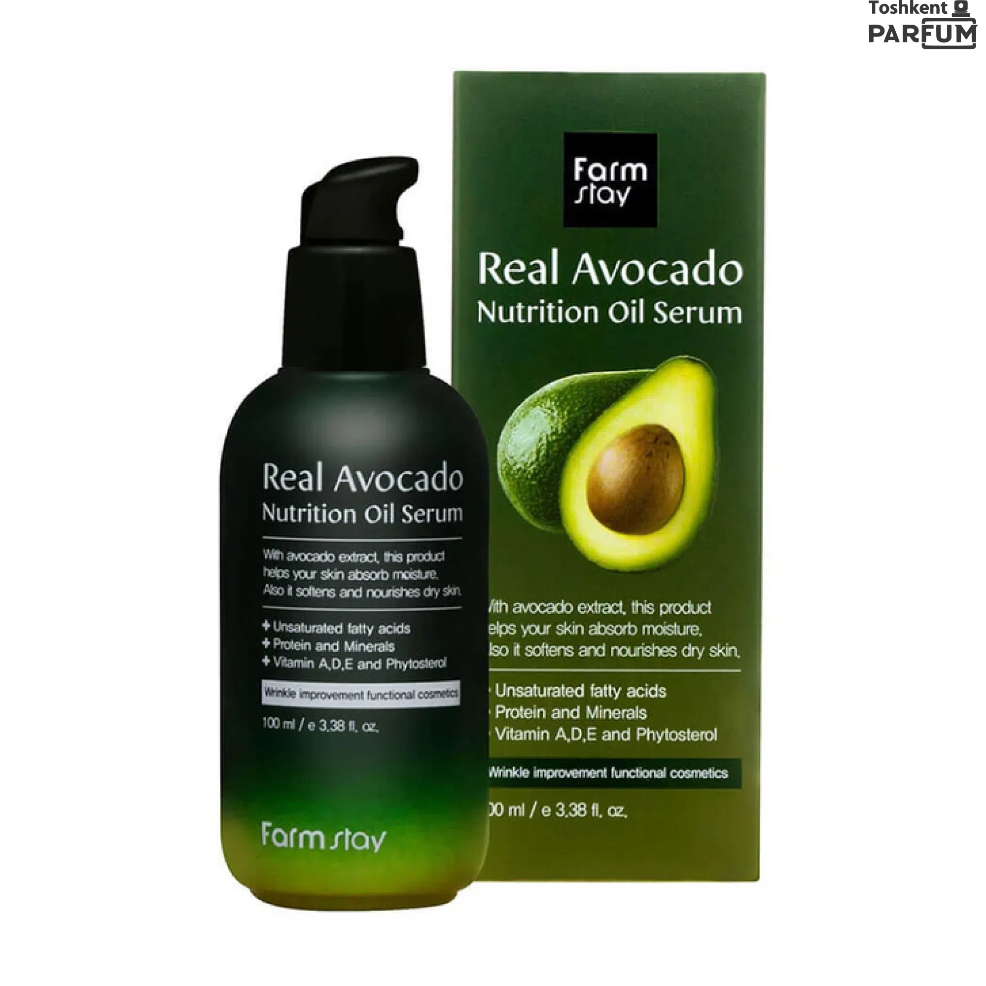 Farm Stay Real Avacado Nutrition Oil Serum 100мл Essensiya, Emulsiya va Sivorotka Южная Корея